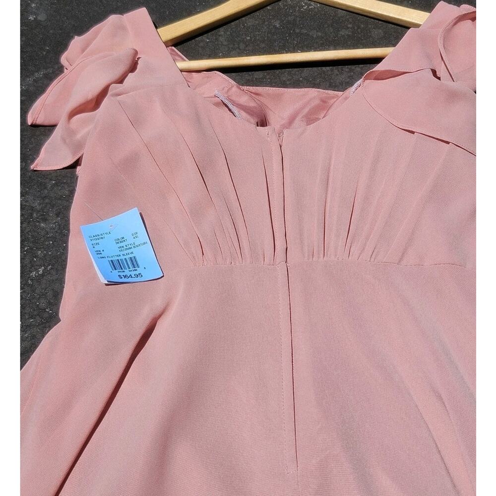 David's Bridal Celebrate DB Studio Long Flutter Sleeve Dress Size 8 Desert Pink - Picture 8 of 8